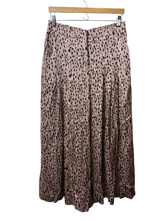 Anthropologie Beige and Black Animal-Print wide leg pants medium lyocell